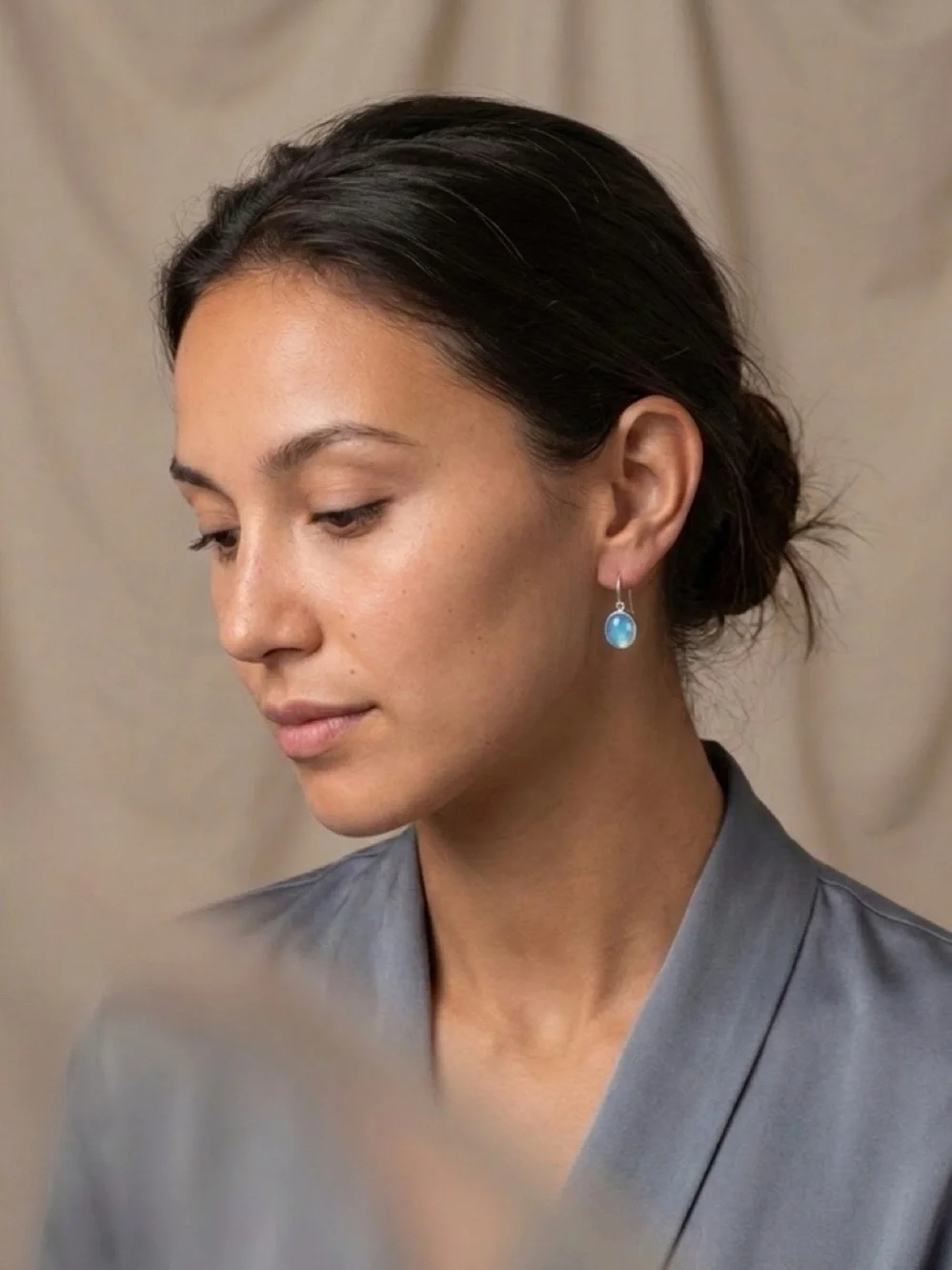 Sterling Silver Blue Chalcedony Drop Earrings